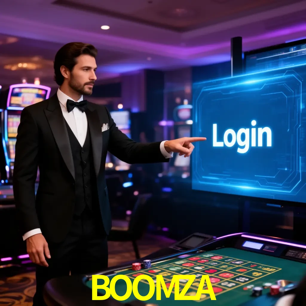 BOOMZA Login - OTP, cuenta y soporte Pantalla BOOMZA Login con OTP, contraseña, cuenta segura y soporte móvil